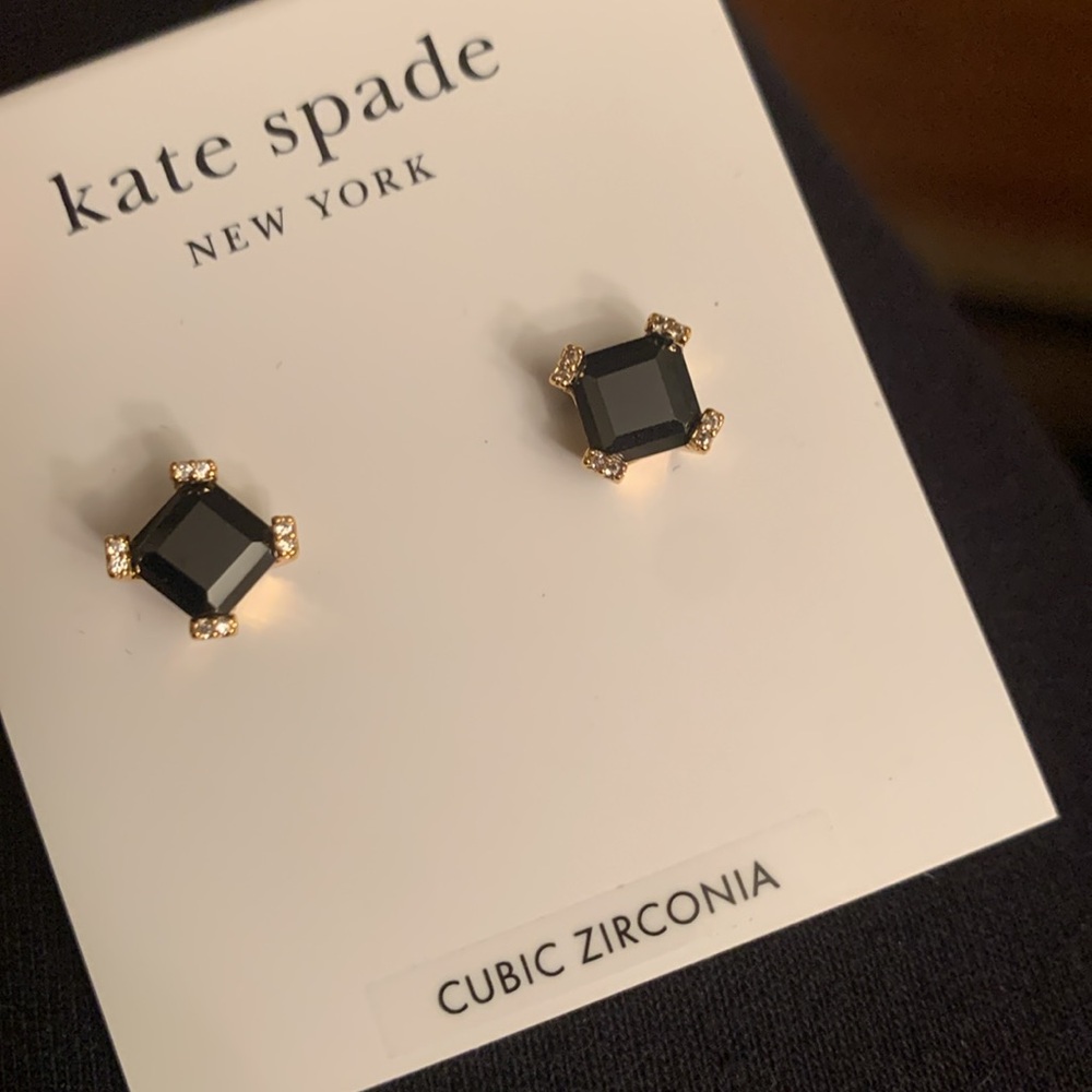 Kate Spade Black and Gold Stud Earrings - Picture 3 of 4
